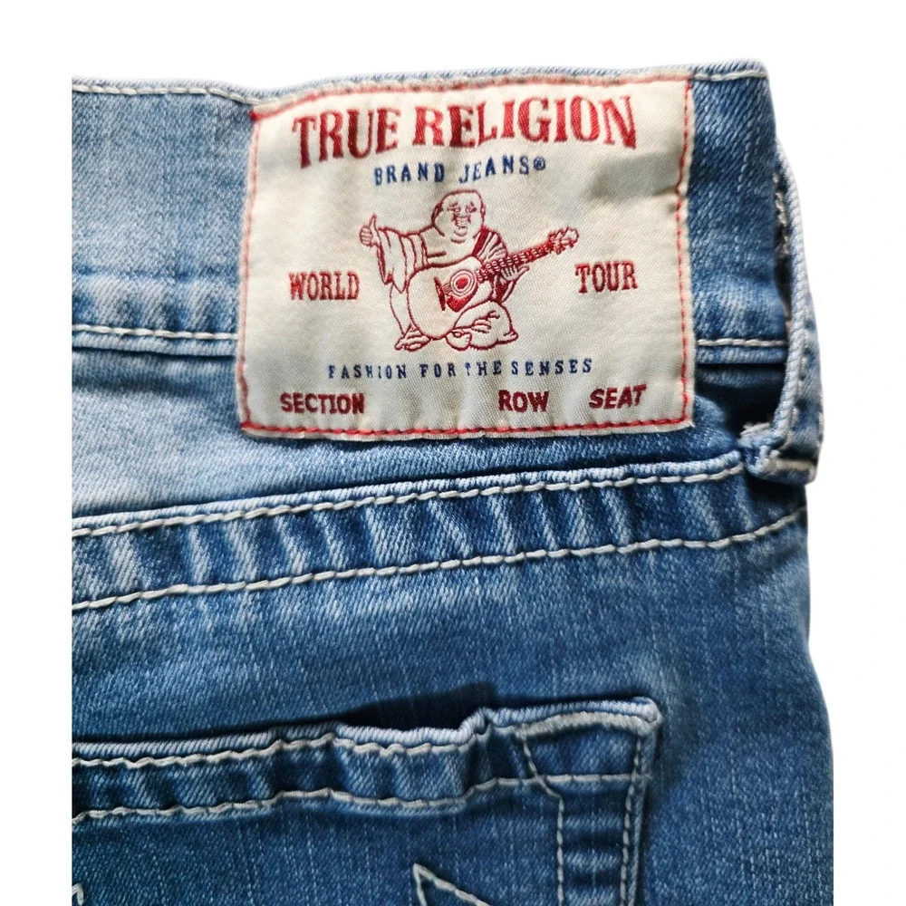 True‎ Religion Ricky 36 Relaxed  Blue Denim Shorts Mens Raw Hem Distressed